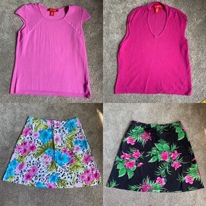Women’s floral skirt outfits, 2 skirts & 2 tops. Aline and Maximo size 12 petite